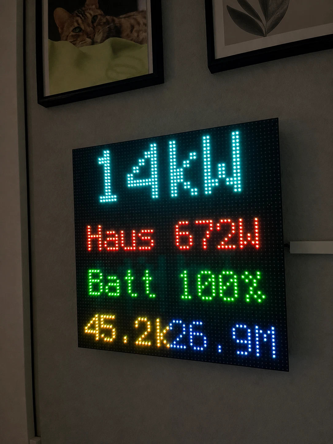 HomeGlance PV Display LED-Matrix für Home Assistant – Solar, Verbrauch & Batterie