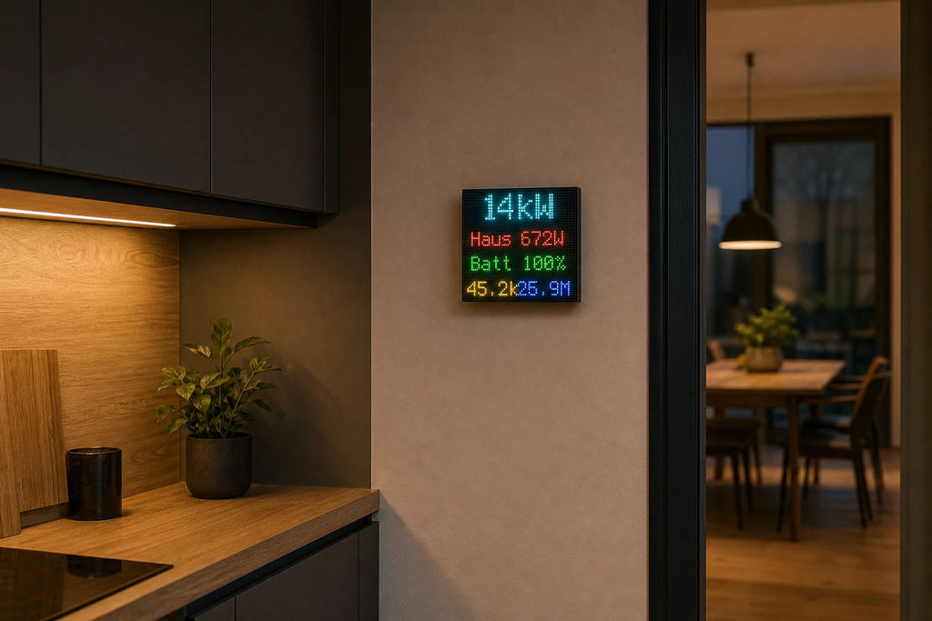 HomeGlance PV Display LED-Matrix für Home Assistant – Solar, Verbrauch & Batterie