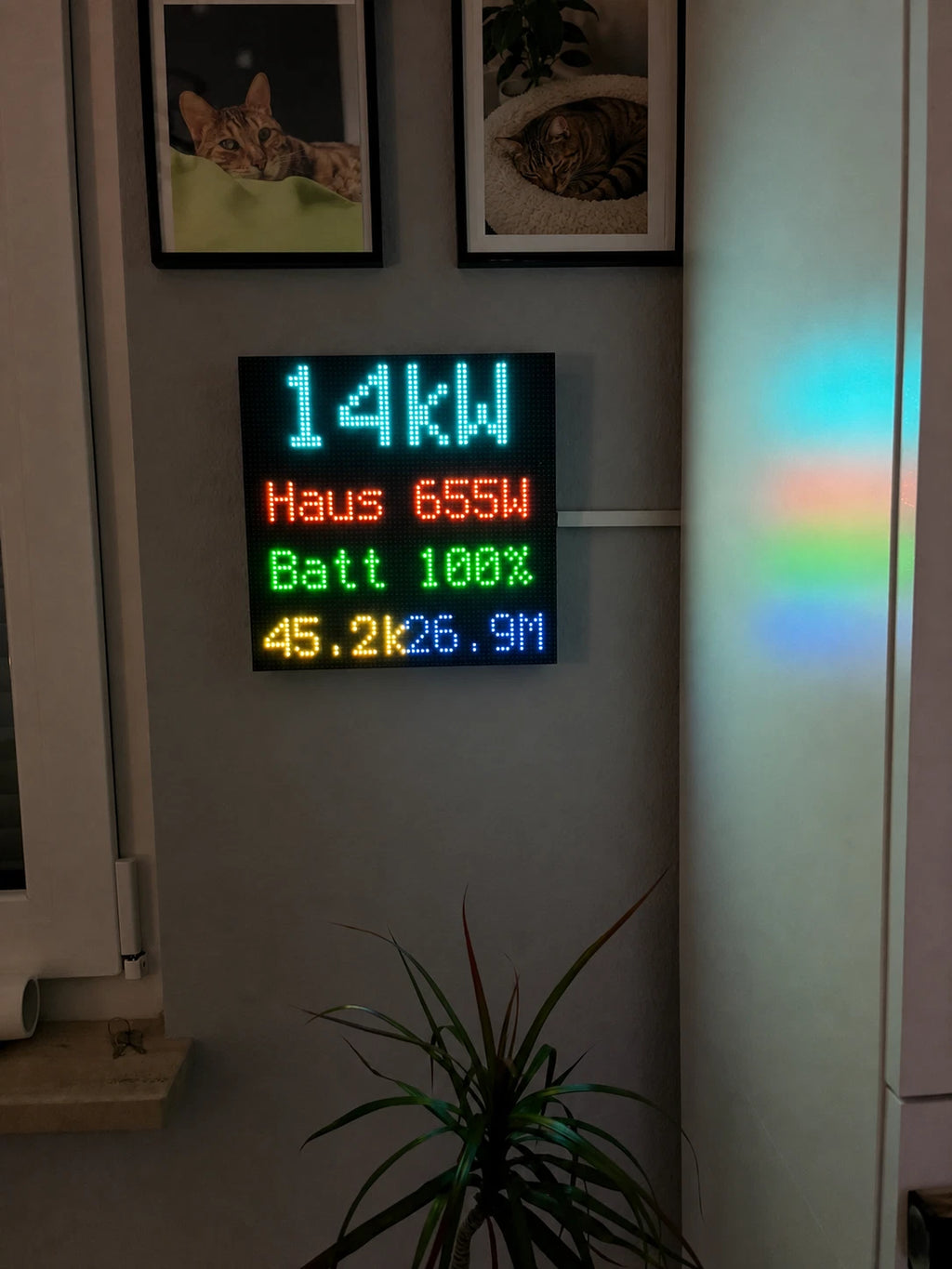 HomeGlance PV Display LED-Matrix für Home Assistant – Solar, Verbrauch & Batterie