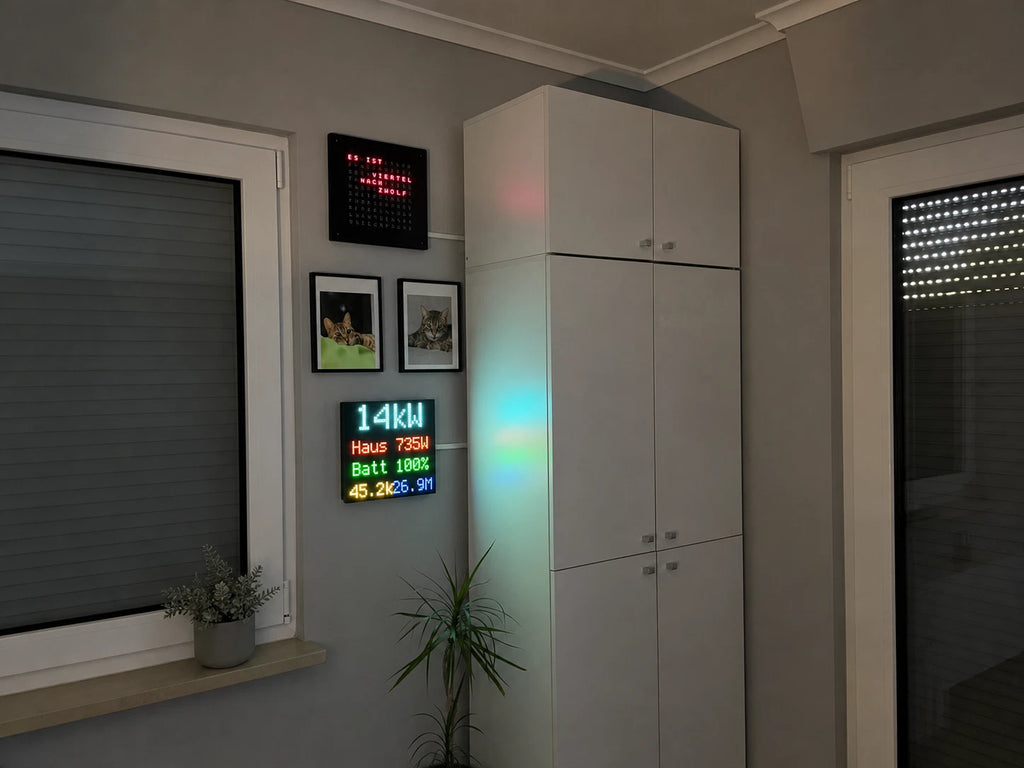 HomeGlance PV Display LED-Matrix für Home Assistant – Solar, Verbrauch & Batterie