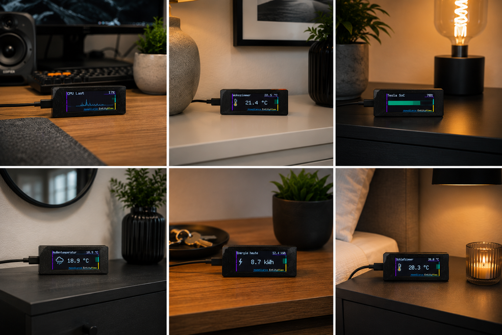 HomeGlance EntityView als Smart-Home-Statusdisplay im Wohnraum