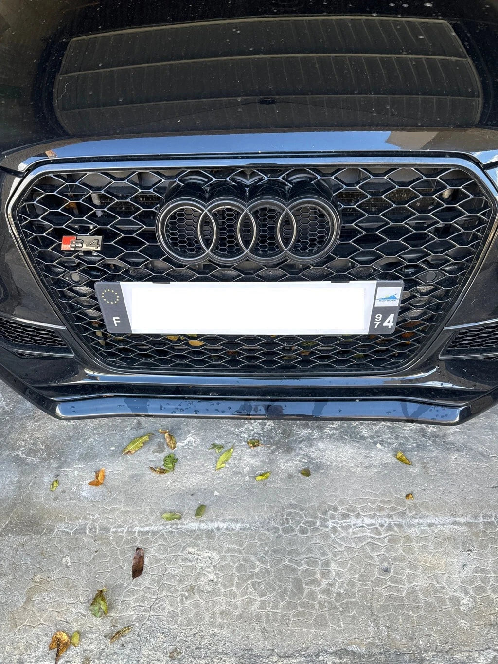 Frankreich Kennzeichenhalter für Audi RS Wabengrill Klemmung rahmenlos Alu - Bild 3