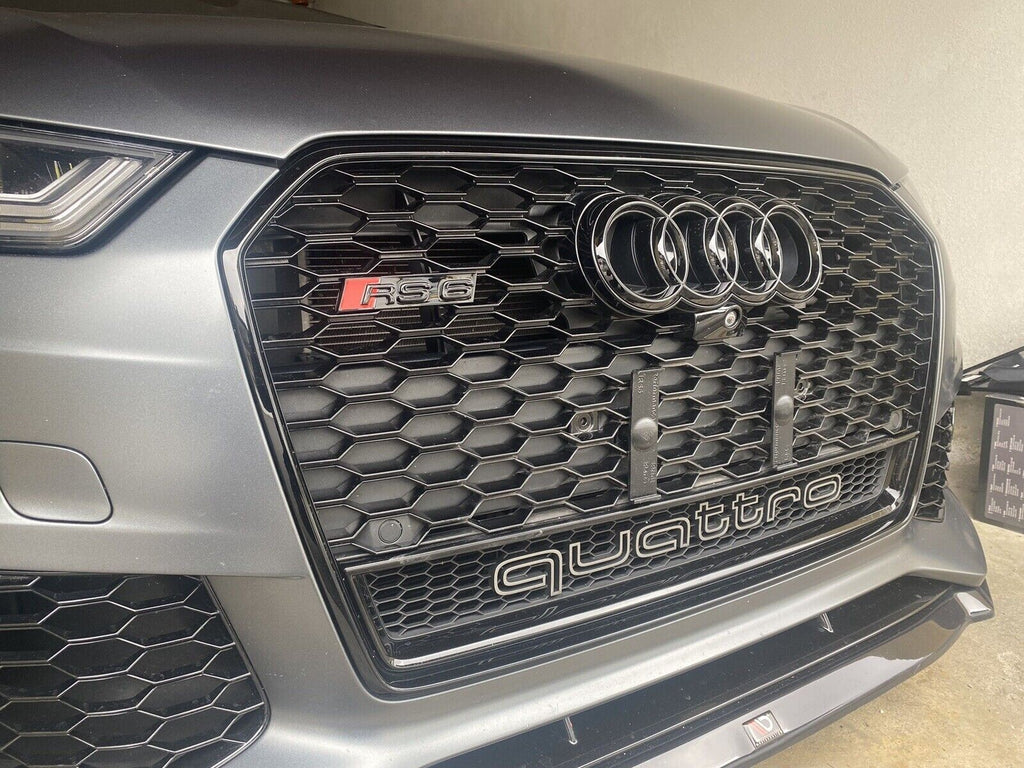 3D Druck Kennzeichenhalter für Audi RS6 4G Wabengrill Klemmung rahmenlos ALU