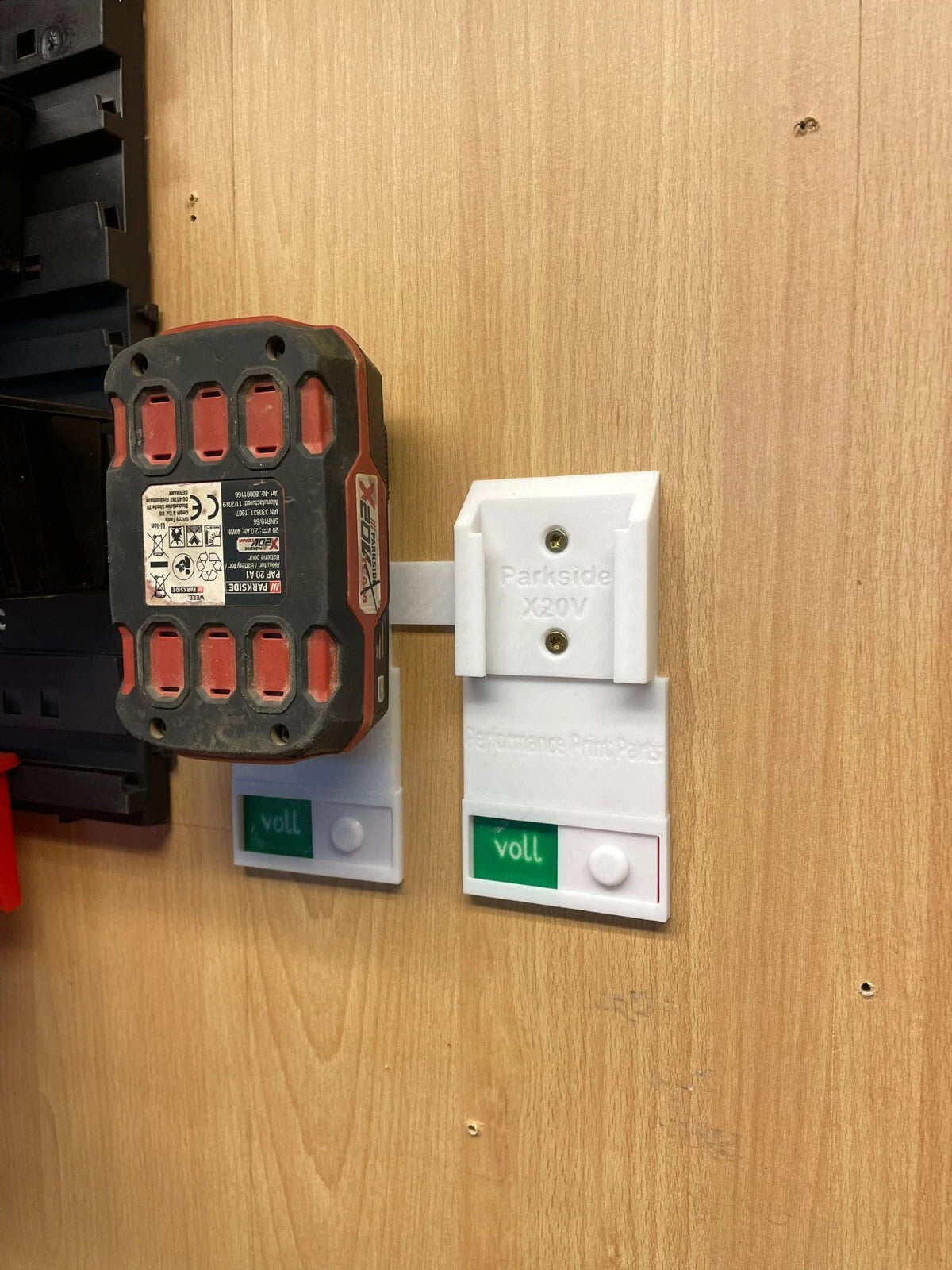 Akku Halterung für Parkside Akkus mit Füllstandsanzeige / Indikator - Bild 1